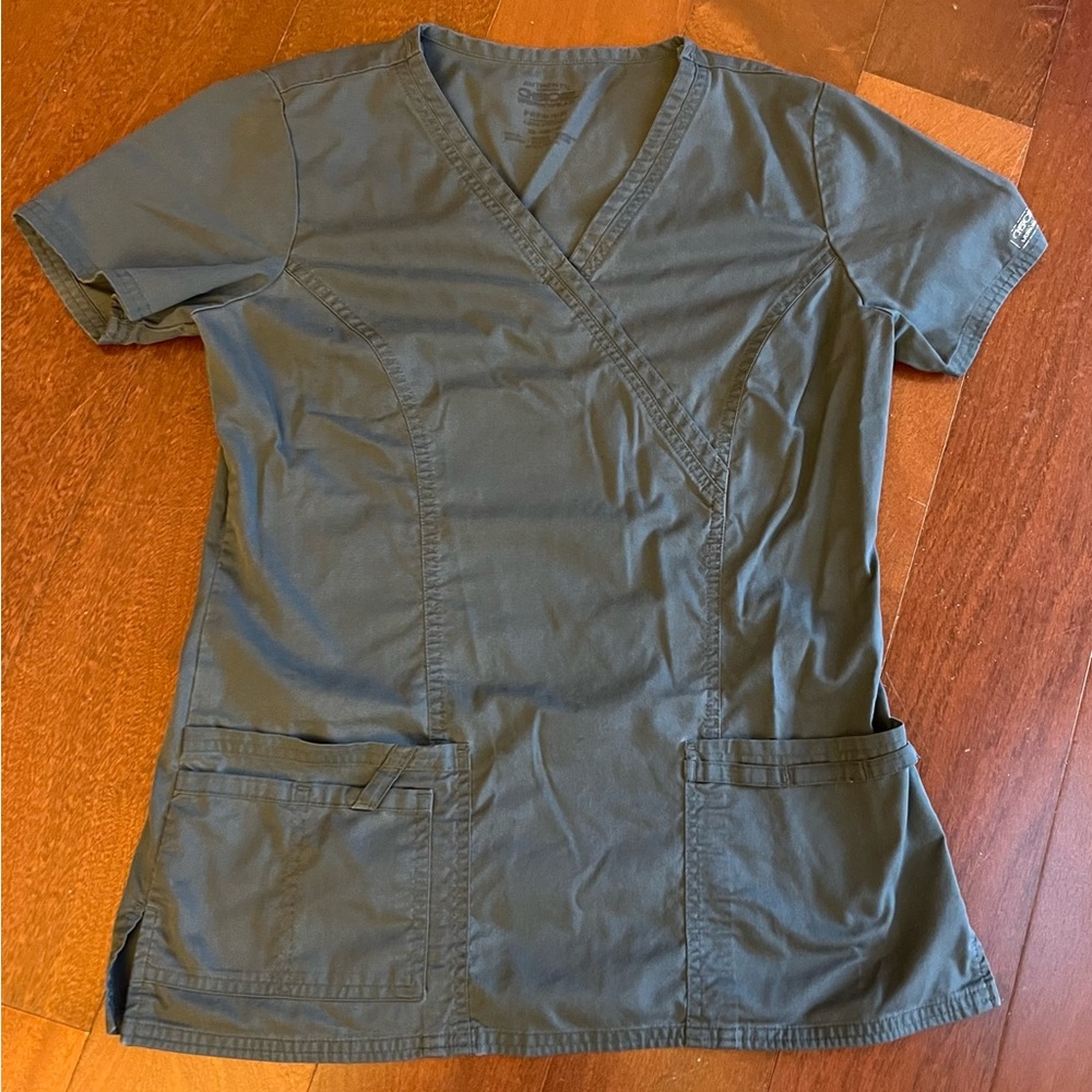 Cherokee Premium Scrub Top, Gray, XS